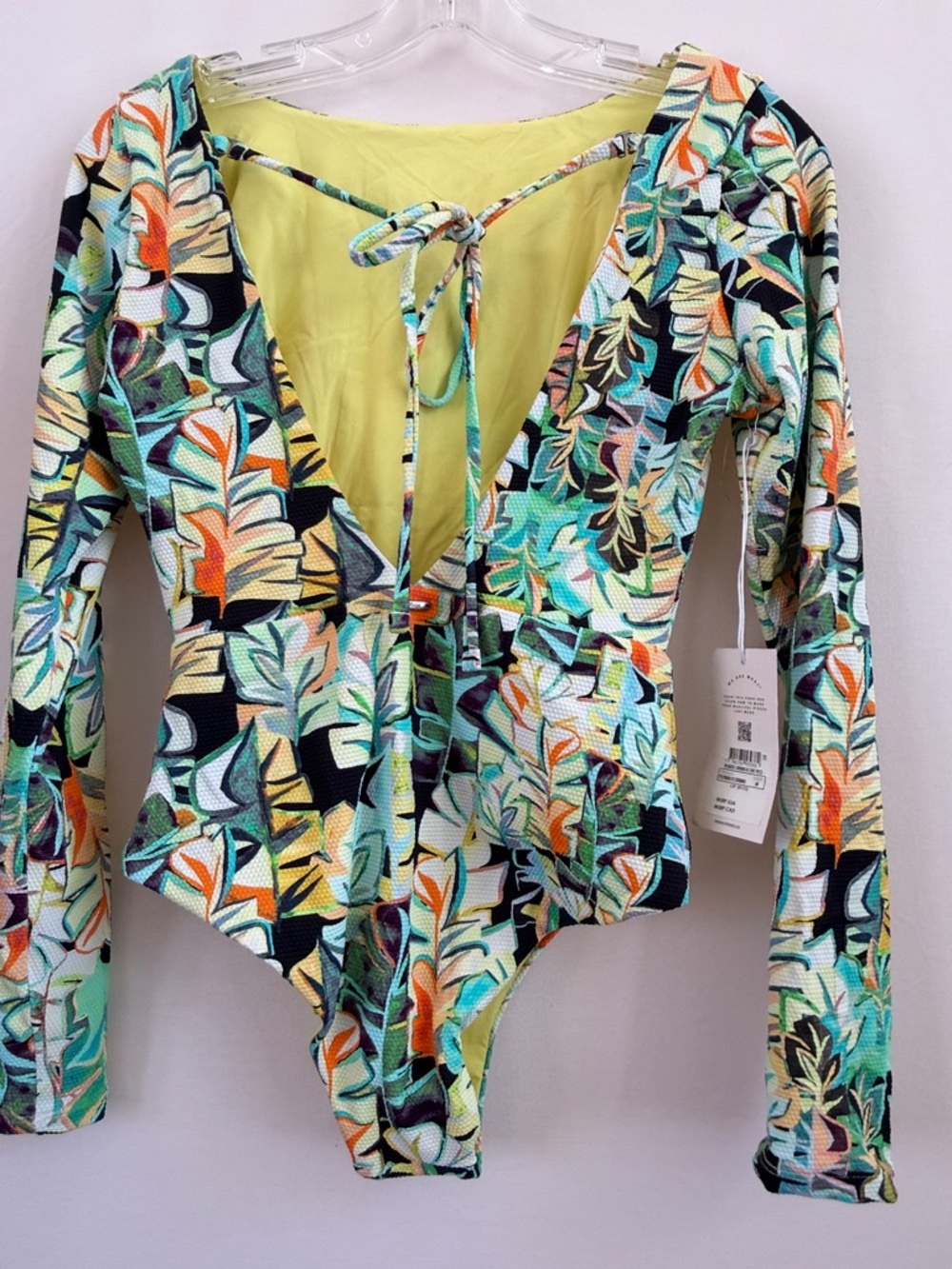 Maaji Tropical Leaf Long-Sleeve One-Piece Reversible Swimsuit - Green Multi
